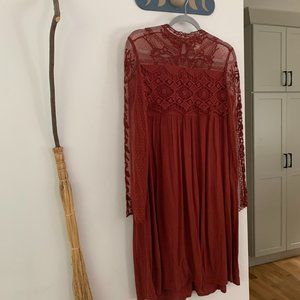 Sundance burnt orange crochet and lace detailed dress size 12.